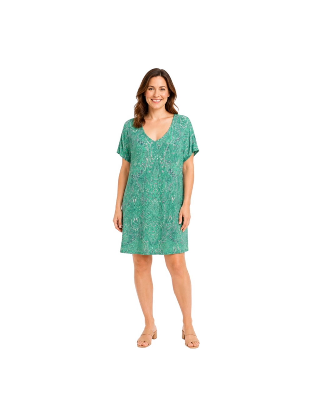 Soma Green Paisley V-Neck Sleepshirt Nightgown XL